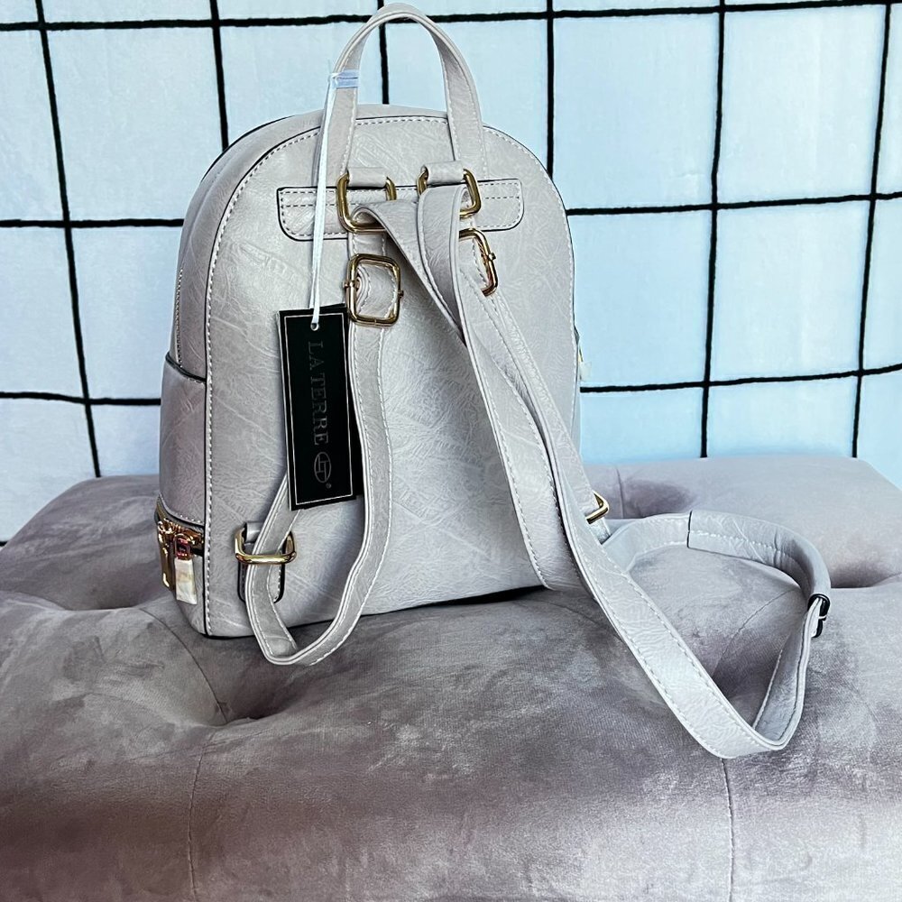 LA TERRE Lavender Mini Vegan Leather Backpack NWT | Chic City Bag - Picture 3 of 4